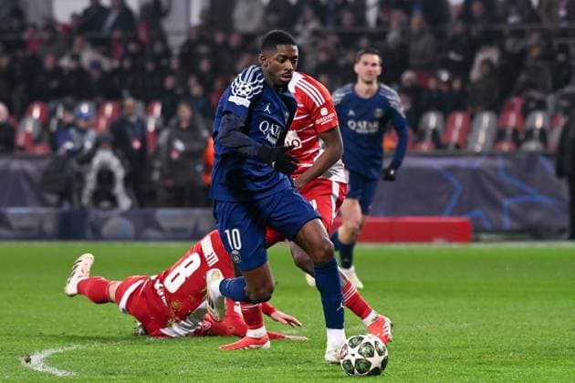 FOOTBALL : Brest vs PSG - Ligue des Champions - 11 02 2025 Ousmane DEMBELE ( 10 - PSG ) during the UEFA Champions League match between Stade Brestois 29 and Paris Saint Germain at Stade de Roudourou on February 11, 2025 in Guingamp, France. ( Photo by Dante Badano PsnewZ ) - GuingampFrance  Copyright: xDantexBadanox