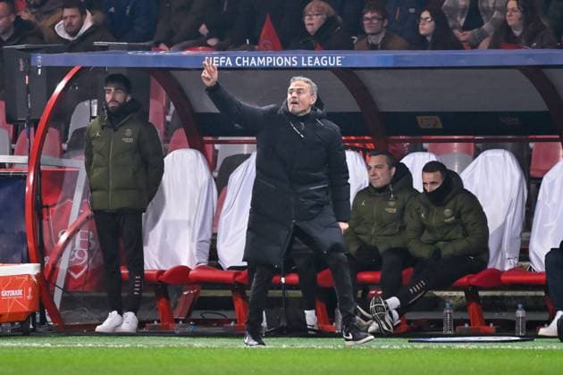 FOOTBALL : Brest vs PSG - Ligue des Champions - 11 02 2025 Luis Enrique Martinez ( coach PSG ) during the UEFA Champions League match between Stade Brestois 29 and Paris Saint Germain at Stade de Roudourou on February 11, 2025 in Guingamp, France. ( Photo by Dante Badano PsnewZ ) - GuingampFrance  Copyright: xDantexBadanox