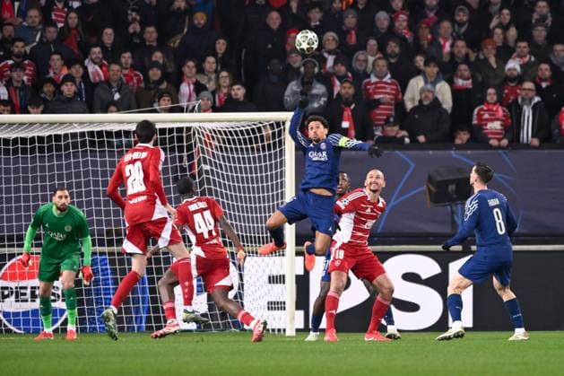 FOOTBALL : Brest vs PSG - Ligue des Champions - 11 02 2025 Marquinhos ( 5 - PSG ) during the UEFA Champions League match between Stade Brestois 29 and Paris Saint Germain at Stade de Roudourou on February 11, 2025 in Guingamp, France. ( Photo by Dante Badano PsnewZ ) - GuingampFrance  Copyright: xDantexBadanox
