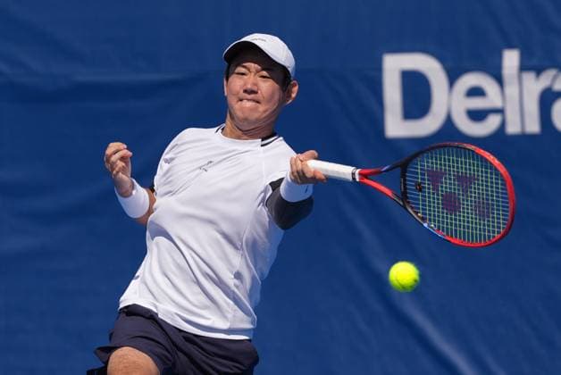 February, 11- Delray Beach, FL: Yoshihito Nishioka(JPN) in action here during the 2025 Delray Beach Open held at the Delray Beach Tennis Center in Delray Beach Florida. Copyright: xAndrewxPatron xBigxShotxPhotox xMediaPunchx