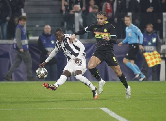 Timothy Weah of Juventus FC during the ÂßUefa Champions League first leg play offâ??s, football match between Juventus FC and PSV Eindhoven. On 11 February 2025 at Allianz Stadium, Turin, Italy. Photo Nderim Kaceli.  Copyright: xNderimxKaceli IPAxSportx xipa-agency.netx xx IPA_53943397 IPA_Agency_IPA53943397