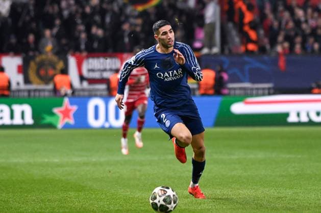 FOOTBALL : Brest vs PSG - Ligue des Champions - 11 02 2025 Achraf Hakimi ( 2 - PSG ) during the UEFA Champions League match between Stade Brestois 29 and Paris Saint Germain at Stade de Roudourou on February 11, 2025 in Guingamp, France. ( Photo by Dante Badano PsnewZ ) - GuingampFrance  Copyright: xDantexBadanox
