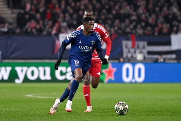 FOOTBALL : Brest vs PSG - Ligue des Champions - 11 02 2025 Ousmane DEMBELE ( 10 - PSG ) during the UEFA Champions League match between Stade Brestois 29 and Paris Saint Germain at Stade de Roudourou on February 11, 2025 in Guingamp, France. ( Photo by Dante Badano PsnewZ ) - GuingampFrance  Copyright: xDantexBadanox