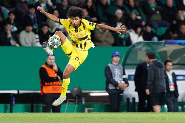 Karim Adeyemi seen during UEFA Champions League game between teams of Sporting CP and Borussia Dortmund (Maciej Rogowski) Lisbon Estadio Jose Alvalade Portugal Copyright: xMaciejxRogowskix scpbvb2425-5