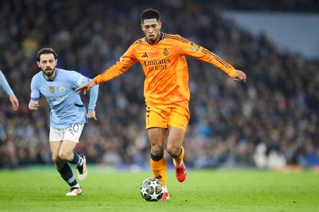 Manchester City FC v Real Madrid CF Real Madrid midfielder Jude Bellingham (5) during the Manchester City FC v Real Madrid CF UEFA Champions League Play-Off 1st leg match at Etihad Stadium, Manchester, England, United Kingdom on 11 February 2025 Credit: Phil Duncan Every Second Media Editorial use only. All images are copyright Every Second Media Limited. No images may be reproduced without prior permission. Copyright: xIMAGO EveryxSecondxMediax ESM-1320-0007