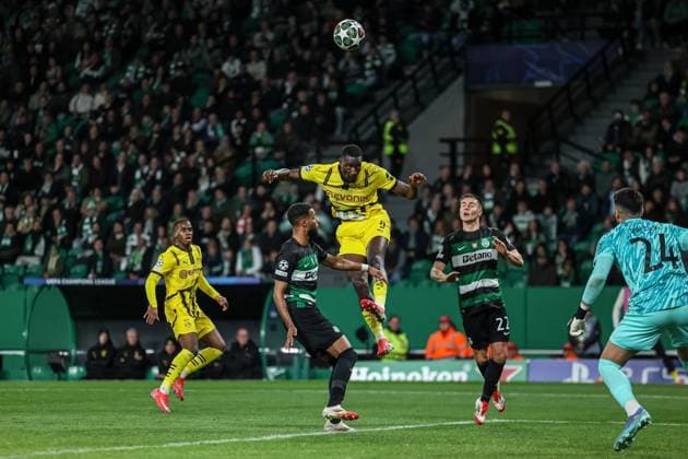 Lisbon, Portugal, February 11th,2025: Guirassy (9 Borussia Dortmund) in action during the UEFA Champions League football match between Sporting CP vs Borussia Dortmund at Estadio Jose Alvalade, Lisbon on February 11, 2025 (Joao Bravo SPP) Copyright: xJoaoxBravoxx xSPPx spp-en-JoBr-JBF-0868