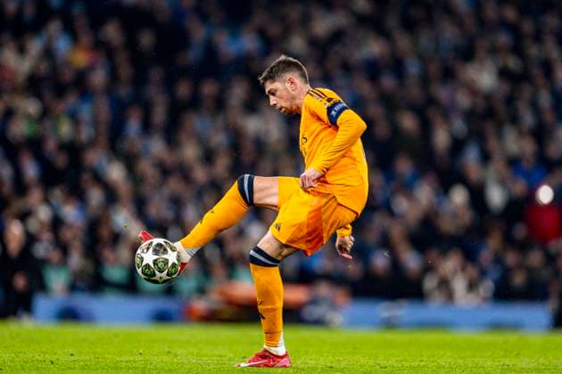 Federico Valverde of Real Madrid during the UEFA Champions League 2024 25 football match between Real Madrid and Manchester City at the Etihad Stadium in Manchester (Richard Callis SPP) Copyright: xRichardxCallis SPPx spp-en-RiCa-spp_riCa_1102251544