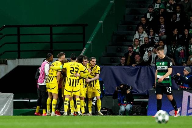 Serhou Guirassy forward of Borussia Dortmund celebrates after scoring a goal during the UEFA Champions League 2024 25 League knockout phase play-offs first leg football match between Sporting CP and Borussia Dortmund at the Jose Alvalade stadium in Lisbon on February 11, 2025. UEFA Champions League - Sporting CP vs Borussia Dortmund (Valter Gouveia SPP) Copyright: xValterxGouveia SPPx spp-en-VaGo-VG_L0940