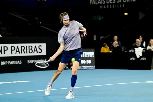 TENNIS : Open 13 Provence 2025 - Marseille - 11 02 2025 L Open 13 Provence se dispute du 10 au 16 fÃ vrier 2025 au Palais des Sports de Marseille. Alexander Bublik (KAZ) MarseilleFrance  Copyright: xWilliamxCannarellax