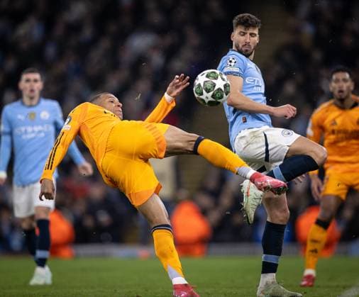 Manchester City vs Real Madrid Mbappe (Real Madrid) in action during the game valid for Champions League at the Etihad stadium, in Manchester, UK, today February 11, 2025. Copyright: xx _RR_7434
