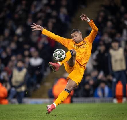 Manchester City vs Real Madrid Mbappe (Real Madrid) in action during the game valid for Champions League at the Etihad stadium, in Manchester, UK, today February 11, 2025. Copyright: xx _RR_7492