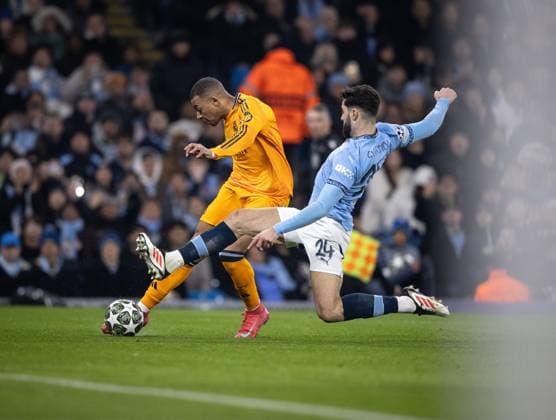 Manchester City vs Real Madrid Mbappe (Real Madrid) in action during the game valid for Champions League at the Etihad stadium, in Manchester, UK, today February 11, 2025. Copyright: xx _RR_7085