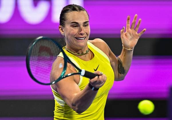 WTA, Tennis Damen QATAR OPEN TENNIS TOURNAMENT ROUND OF 32 Aryna Sabalenka competes in her round of 32 match against Ekaterina Alexandrova during the WTA Qatar TotalEnergies Open 2025 tennis tournament at the Khalifa International Tennis Complex in Doha, Qatar, on February 11, 2025. Copyright: xNOUSHADx