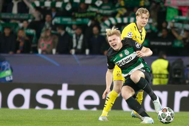 Champions league sporting x borussia dortmund Lisbon (pt), 11 02 2025 - champions league sporting x borussia dortmund - harder sporting player during the match between sporting x b.dortimund, valid for the first leg of the play-off of the knockout phase of the uefa champions league, held at the jose alvalade stadium, in lisbon, on tuesday night, (11). (Foto: Alexandre Gomes Thenews2 imago images) SPO  Copyright: xALEXANDRExGOMESx