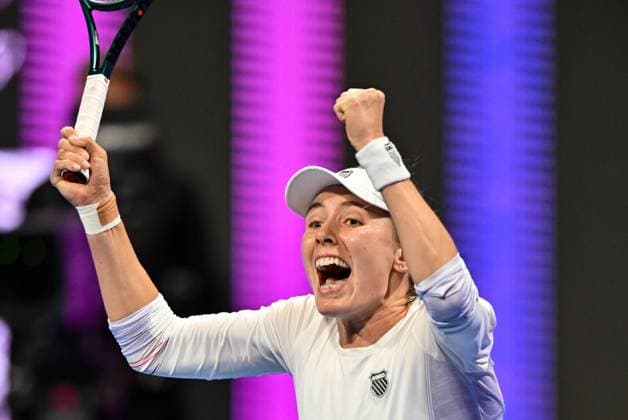 WTA, Tennis Damen QATAR OPEN TENNIS TOURNAMENT ROUND OF 32 Ekaterina Alexandrova celebrates after the round of 32 match against Aryna Sabalenka during the WTA Qatar TotalEnergies Open 2025 tennis tournament at the Khalifa International Tennis Complex in Doha, Qatar, on February 11, 2025. Copyright: xNOUSHADx