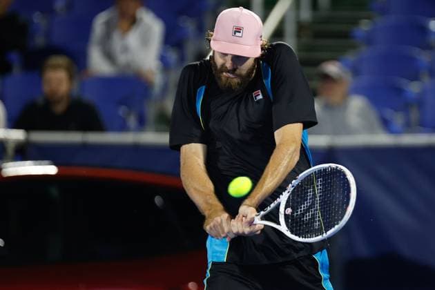 DELRAY BEACH, FL - FEBRUARY 11: Reilly Opelka in action during R32 against Christopher Eubanks at the Delray Beach Open on Tuesday February 11, 2025, at the Delray Beach Stadium & Tennis Center in Delray Beach, Florida.(Photo by Chris Arjoon Icon Sportswire) TENNIS: FEB 11 Delray Beach Open EDITORIAL USE ONLY Icon250211001128