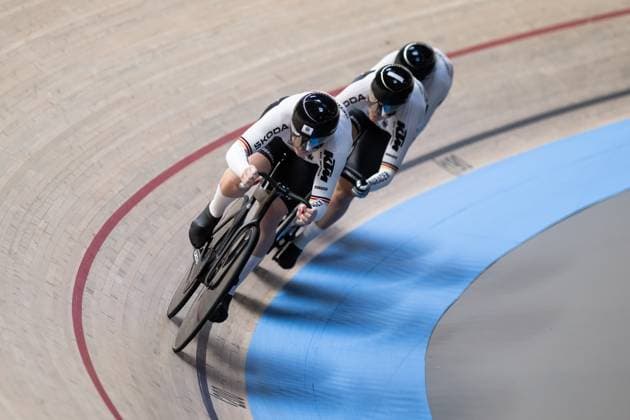 Track Cycling, UEC EUROPEAN CHAMPIONSHIPS, Women s Team Sprint Qualifying, 12 02 2025 Team Germany FRIEDRICH Lea Sophie, GRABOSCH Pauline Sophie SCHNEIDER Clara all GER Heusden Zolder Copyright: xMarcelxHilgerx