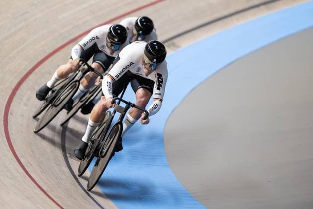 Track Cycling, UEC EUROPEAN CHAMPIONSHIPS, Men s Team Sprint Qualifying, 12 02 2025 Team Germany DORNBACH Maximilian, SCHROTER Nik, SPIEGEL Luca all GER Heusden Zolder Copyright: xMarcelxHilgerx