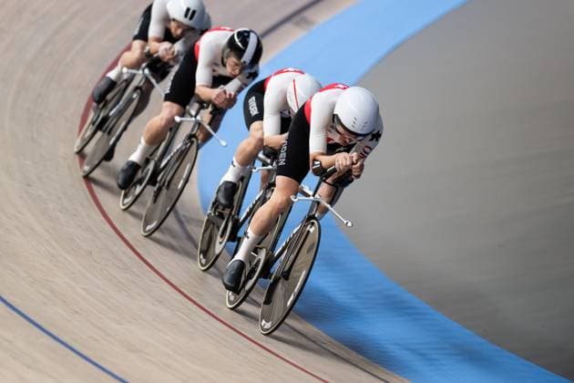 Track Cycling, UEC EUROPEAN CHAMPIONSHIPS, Men s Team Pursuit Qualifying, 12 02 2025 Team Switzerland BOGLI Noah, POOT Mats, TAPPEINER Pascal, VOGEL Alex all SUI Heusden Zolder Copyright: xMarcelxHilgerx
