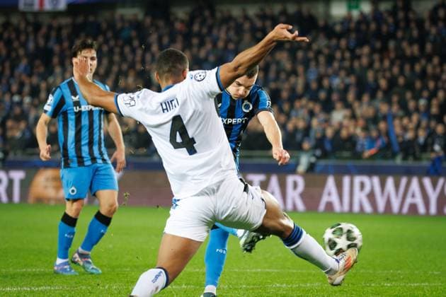 Club s Ferran Jutgla scores a goal during a soccer game between Belgian soccer team Club Brugge KV and Italian club Atalanta Bergamo, on Wednesday 12 February 2025 in Brugge, in the first leg of the Knockout phase play-offs of the UEFA Champions League competition. KURTxDESPLENTER  x112321436x