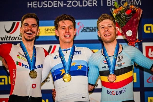 TEUTENBERG Tim Torn, ALVES OLIVEIRA Rui Filipe, HESTERS Jules European Champion Track European Championships 2025 Award ceremony TEUTENBERG Tim Torn, ALVES OLIVEIRA Rui Filipe, HESTERS Jules European Champion Elimination Race Men s Elimination Race European Track Championships 2025 European Track Cycling Championships 2025 EuroTrack25 2025 UEC Track Elite European Championships , which will take place from February 12 to 16, 2025 at Sport Vlaanderen Heusden Zolder Velodroom Limburg in Heusden Zolder, Belgium
