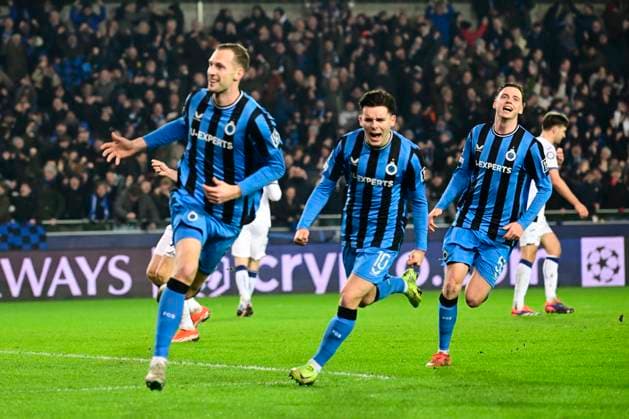 Club Brugge v Atalanta - UEFA Champions League BRUGGE, BELGIUM - FEBRUARY 12 : Nilsson Gustaf forward of Club Brugge celebrating scoring a goal during the UEFA Champions League 2024 25 knockout phase play-off match first round between Club Brugge and Atalanta on February 12, 2025 in Brugge, Belgium, 12 02 2025 Brugge Belgium  Copyright: xPeterxDexVoechtx