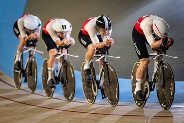 Switzerland UEC Track Cycling European Championships Heusden Zolder 2025 BOGLI Noah POOT Mats TAPPEINER Pascal VOGEL Alex SUI Switzerland Landscape horizontal Landscape Event Event UEC Track Cycling European Championships 2025 Category Category Cycling Track Cycling European Championships Location Location Europe Belgium Heusden Zolder Discipline Team Pursuit Category Elite Men Distance 4000 m Date Date 12 02 2025 Wednesday Day 1