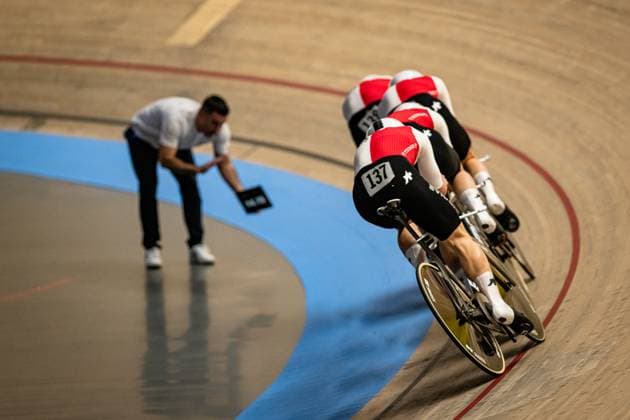 Switzerland UEC Track Cycling European Championships Heusden Zolder 2025 BOGLI Noah POOT Mats TAPPEINER Pascal VOGEL Alex SUI Switzerland Landscape horizontal Landscape Event Event UEC Track Cycling European Championships 2025 Category Category Cycling Track Cycling European Championships Location Location Europe Belgium Heusden Zolder Discipline Team Pursuit Category Elite Men Distance 4000 m Date Date 12 02 2025 Wednesday Day 1
