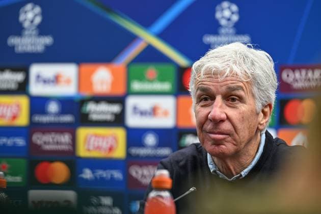 250212 Champions League Knock Out Club Brugge vs Atalanta Head Coach Gian Piero Gasperini of Atalanta pictured during the post match press conference, PK, Pressekonferenz after a soccer game between Belgian Club Brugge KV and Italian Atalanta Bergamo in the UEFA Champions League Knockout phase play-offs leg 1 of the 2024-25 season, on Wednesday 12 February 2025 in Brugge , Belgium . photo Isosport David Catry Brugge Belgium  Copyright: xDavidxCatryx 20250212DC2_3700