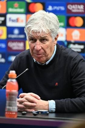 250212 Champions League Knock Out Club Brugge vs Atalanta Head Coach Gian Piero Gasperini of Atalanta pictured during the post match press conference, PK, Pressekonferenz after a soccer game between Belgian Club Brugge KV and Italian Atalanta Bergamo in the UEFA Champions League Knockout phase play-offs leg 1 of the 2024-25 season, on Wednesday 12 February 2025 in Brugge , Belgium . photo Isosport David Catry Brugge Belgium  Copyright: xDavidxCatryx 20250212DC2_3791