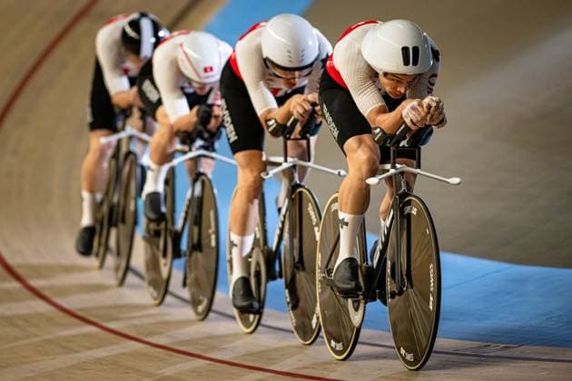 Switzerland UEC Track Cycling European Championships Heusden Zolder 2025 BOGLI Noah POOT Mats TAPPEINER Pascal VOGEL Alex SUI Switzerland Landscape horizontal Landscape Event Event UEC Track Cycling European Championships 2025 Category Category Cycling Track Cycling European Championships Location Location Europe Belgium Heusden Zolder Discipline Team Pursuit Category Elite Men Distance 4000 m Date Date 12 02 2025 Wednesday Day 1