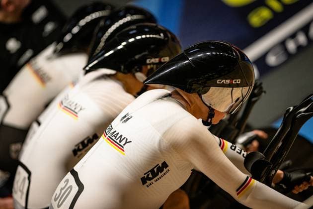 Germany UEC Track Cycling European Championships Heusden Zolder 2025 BRAUßE Franziska KLEIN Lisa KRÖGER Mieke SÜßEMILCH Laura GER Germany Landscape horizontal Landscape Event Event UEC Track Cycling European Championships 2025 Category Category Cycling Track Cycling European Championships Location Location Europe Belgium Heusden Zolder Discipline Team Pursuit Category Elite Women Distance 4000 m Date Date 12 02 2025 Wednesday Day 1