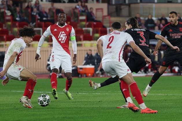 Monaco on February 12, 2025 Uefa Champions League Knockout phase play offs, 1st leg AS Monaco SL Benfica, Goal kick Alvaro Fernandez Carreras S L Benfica Copyright: JoaquimxFerreira