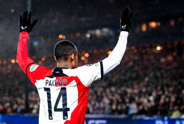Feyenoord Rotterdam forwarder Igor Paixao during the match Feyenoord AC Milan at the Stadium De Kuip for the UEFA Champions League Knockout phase play offs1st leg season 2024 2025 in ROTTERDAM, Netherlands on 12 february 2025, photo by Marcel van Dorst EYE4images DeFodi Images Defodi 746 215394 Defodi-746