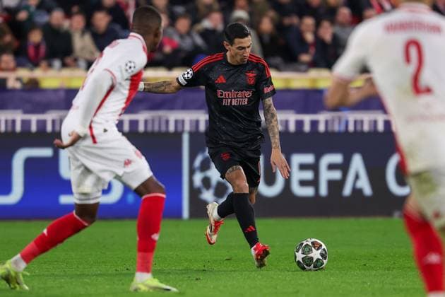 Monaco on February 12, 2025 Uefa Champions League Knockout phase play-offs, 1st leg AS Monaco - SL Benfica, Angel di Maria (S.L.Benfica) in aktion, in action, Copyright: JoaquimxFerreira