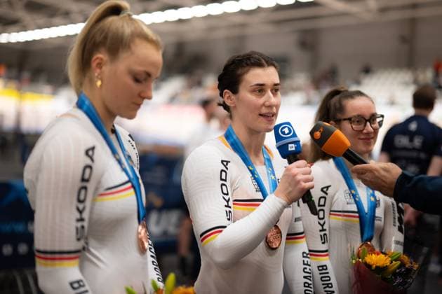 Track Cycling, UEC EUROPEAN CHAMPIONSHIPS, Women s Team Sprint, 12 02 2025 Interview with ARD and ZDF GRABOSCH Pauline Sophie GER Heusden Zolder Copyright: xMarcelxHilgerx