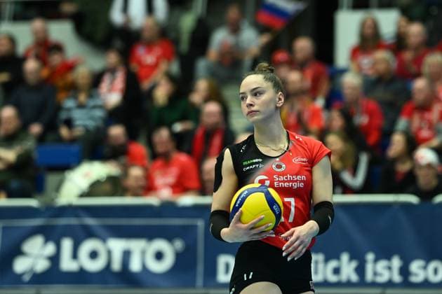 Lorena Lorber Fijok Dresdner SC, 17 Dresdner SC vs VfB Suhl Lotto Thueringen, 1 Volleyball Bundesliga Women, Season 2024 2025, 12 02 2025 Dresdner SC vs VfB Suhl Lotto Thueringen, 1 Volleyball Bundesliga Women, Season 2024 2025, 12 02 2025 Dresden Copyright: xEibner-Pressefoto xHoepnerx EP_PHR