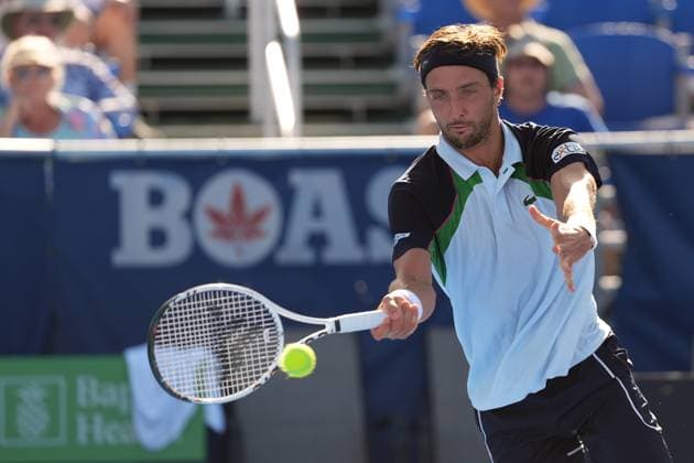 February, 12- Delray Beach, FL: Arthur Rinderknech(FRA) in action here during the 2025 Delray Beach Open held at the Delray Beach Tennis Center in Delray Beach Florida. Copyright: xAndrewxPatronx xMediaPunchx