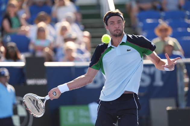 February, 12- Delray Beach, FL: Arthur Rinderknech(FRA) in action here during the 2025 Delray Beach Open held at the Delray Beach Tennis Center in Delray Beach Florida. Copyright: xAndrewxPatronx xMediaPunchx