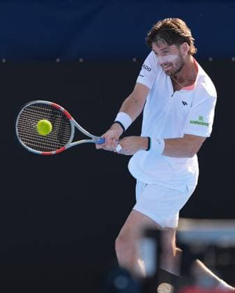February, 12- Delray Beach, FL: Cameron Norrie(GBR) in action here during the 2025 Delray Beach Open held at the Delray Beach Tennis Center in Delray Beach Florida. Copyright: xAndrewxPatronx xMediaPunchx