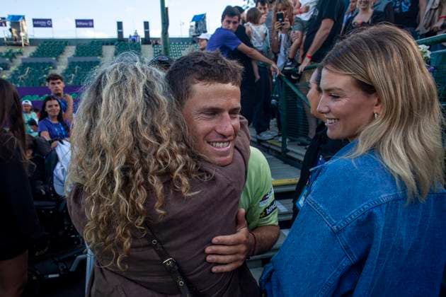 February 12, 2025, Buenos Aires, Argentina: DIEGO SCHWARTZMAN playing his last professional tournament wins an ATP, Tennis Herren match after 484 days and advanced to the round of 8 of Argentina Open. Buenos Aires Argentina - ZUMAa179 20250212_aap_a179_008 Copyright: xRobertoxAlmeidaxAveledox