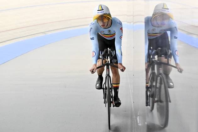 Belgian Noah Vandenbranden pictured during the 2025 UEC Track Elite European Championships, in Heusden-Zolder, Belgium, Thursday 13 February 2025. The European Championships take place from 12 to 16 February. DIRKxWAEM  x112365818x