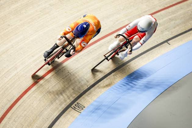 HEUSDEN-ZOLDER - Track cyclists Hetty van de Wouw and Paulina Petri in action on the 1 8 final of the sprint during the second day of the European Track cycling, Rad, Radsport, Bahnrad, Bahn championships in Belgium. ANP BAS CZERWINSKI xVIxANPxSportx xxANPxIVx 519885835 originalFilename: 519885835.jpg