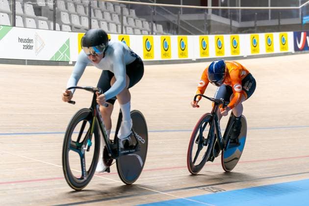 2025-02-13 2025 UEC Track Elite European Championship, EM, Europameisterschaft Day Two HEUSDEN-ZOLDER, BELGIUM - FEBRUARY 13: Yana Burlakova and Steffie van der Peet of the Netherlands during Day Two of the 2025 UEC Track Elite European Championship at Circuit Zolder on February 13, 2025 in Heusden-Zolder, Belgium. (Photo by Joris Verwijst BSR Agency) Heusden-Zolder Belgium Content not available for redistribution in The Netherlands directly or indirectly through any third parties. Copyright: xBSRxAgencyx