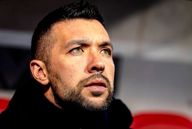 AFC Ajax Amsterdam trainer Francesco Farioli during the match Union SG Ajax at the King Baudouin Stadium for the UEFA Europa League Knockout phase play offs 1st leg season 2024 2025 in BRUSSELS, Belgium on 13 february 2025, photo by Marcel van Dorst EYE4images DeFodi Images Defodi 746 215685 Defodi-746