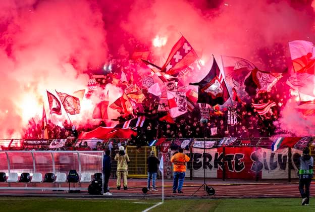 Supporters of AFC Ajax Amsterdam during the match Union SG Ajax at the King Baudouin Stadium for the UEFA Europa League Knockout phase play offs 1st leg season 2024 2025 in BRUSSELS, Belgium on 13 february 2025, photo by Marcel van Dorst EYE4images DeFodi Images Defodi 746 215686 Defodi-746