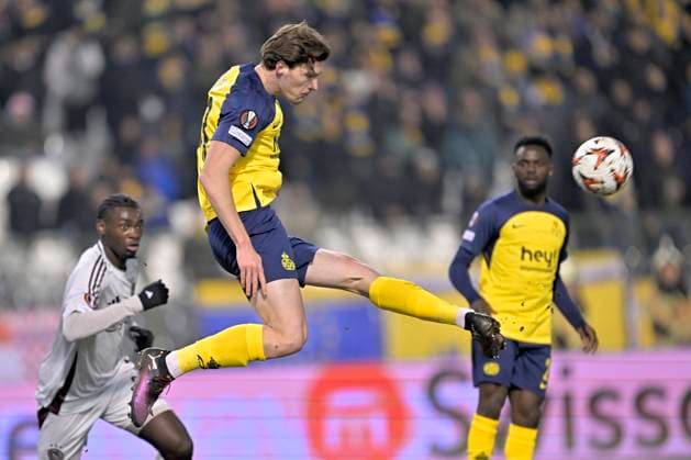 Fußball, EL, Royale Union Saint-Gilloise - Ajax Amsterdam Royale Union Saint-Gilloise v AFC Ajax - UEFA Europa League BRUSSELS, BELGIUM - FEBRUARY 13 : Leysen Fedde defender of Royale Union Saint-Gilloise during the UEFA Europa League 2024 25 knockout phase play-off match between Royale Union Saint-Gilloise and AFC Ajax on February 13, 2025 in Brussels, Belgium, 13 02 2025 Brussels Belgium  Copyright: xSesx