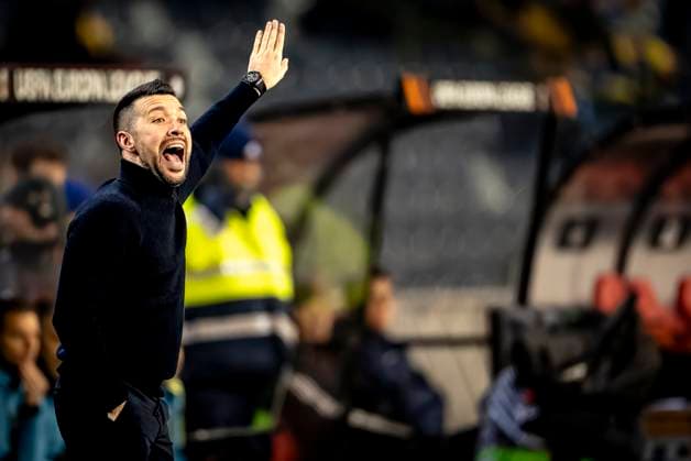 AFC Ajax Amsterdam trainer Francesco Farioli during the match Union SG Ajax at the King Baudouin Stadium for the UEFA Europa League Knockout phase play offs 1st leg season 2024 2025 in BRUSSELS, Belgium on 13 february 2025, photo by Marcel van Dorst EYE4images DeFodi Images Defodi 746 215726 Defodi-746
