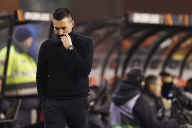 BRUSSELS - Ajax coach Francesco Farioli during the Europa League playoff match between Royale Union Saint-Gilloise and Ajax Amsterdam at the King Baudouin Stadium on Feb. 13, 2025 in Brussels, Belgium. ANP MAURICE VAN STEEN UEFA Europa League 2024 25 League Knockout Play-off First Leg 2024 25 xVIxANPxSportx xxANPxIVx 519900200 originalFilename: 519900200.jpg