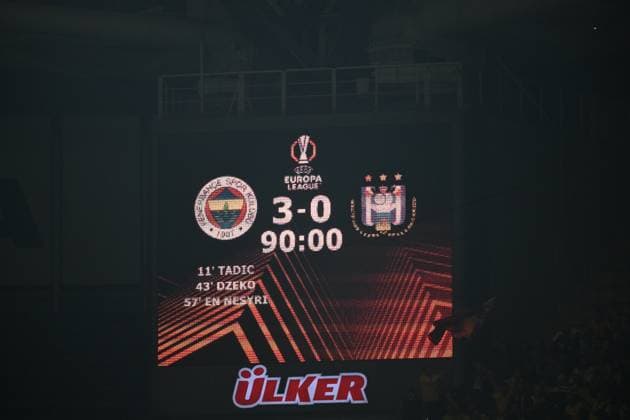 Fenerbahce v RSC Anderlecht - UEFA Europa League ISTANBUL, TURKEY - FEBRUARY 13 : Illustration picture score board during the UEFA Europa League 2024 25 knockout phase play-off match first round between Fenerbahce and RSC Anderlecht on February 13, 2025 in Istanbul, Turkey, 13 02 2025 Istanbul Turkey  Copyright: xVincentxKalutx